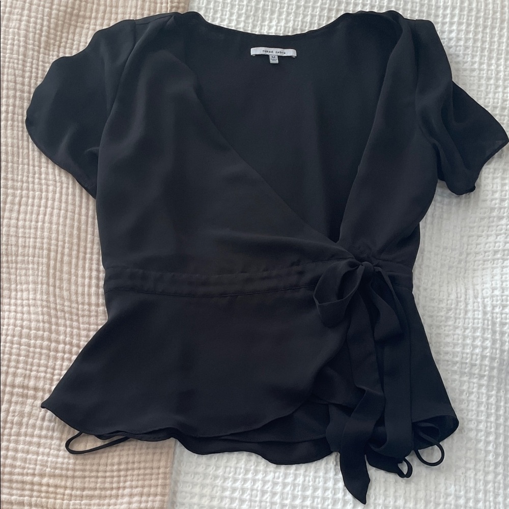 Naked Zebra Black Wrap Blouse
